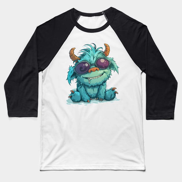 Cute Fluffy Monster Baseball T-Shirt by Obotan Mmienu